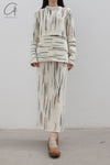 SWAYING/KNIT coarse wool gradient pullover SW22AW1T71 white/black brown